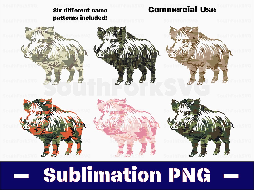 Wild Boar Camo Pattern Sublimation PNG Bundle Transparent High Res for ...