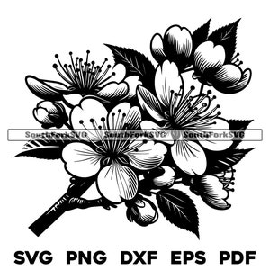Cherry Blossom Flowers Floral Design svg png dxf eps pdf | vector graphic cut file laser clip art | instant digital download commercial use
