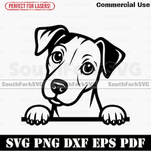 Peeking Jack Russell Terrier Dog svg png dxf eps pdf | vector graphic cut file laser clip art instant digital download commercial use