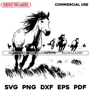 Laser Gravur Dateien Wilde Pferde svg png dxf eps pdf Vektorgrafik Cut Print Dye sub digitale Dateien kommerzielle Nutzung