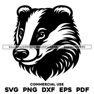 Badger Head Design | svg png dxf eps pdf | vector graphic cut file laser clip art | instant digital download commercial use