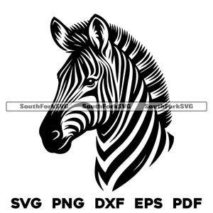 Ontwerp met zebrakop | svg png dxf eps pdf | vector grafisch ontwerp gesneden print dye sub laser graveren digitale bestanden commercieel gebruik