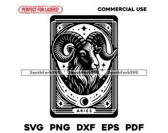 Aries Ram Tarot Card Design svg png dxf pdf eps | vector graphic design cut print dye sub laser engrave digital files commercial use