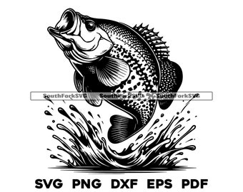 Crappie Fish Jumping Design Files | svg png dxf eps pdf | transparent vector graphic design cut print dye sub laser cnc files commercial use