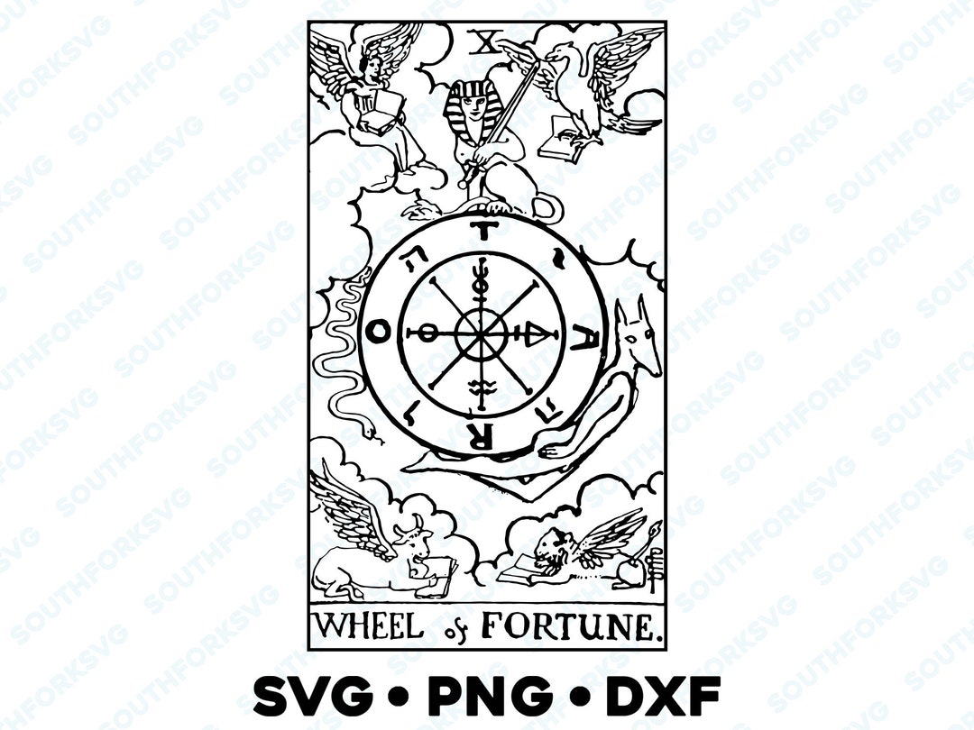 The Wheel of Fortune Tarot Card Major Arcana Rider Waite Deck SVG PNG
