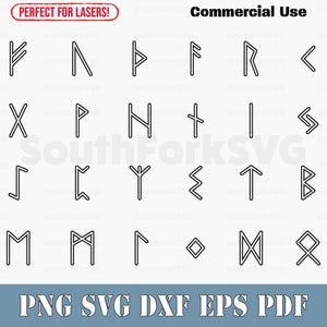 Elder Futhark Runes Outlines svg png dxf eps pdf Bundle | vector graphic design cut print dye sub cnc laser engrave files