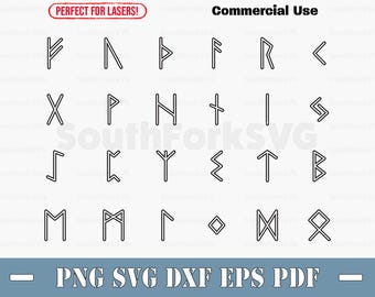 Elder Futhark Runes Outlines svg png dxf eps pdf Bundle | vector graphic design cut print dye sub cnc laser engrave files