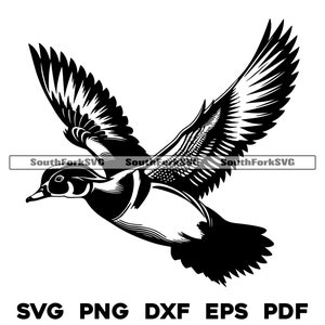 Flying Wood Duck Svg Png Dxf Eps Pdf | Vector Graphic Design Cut Print ...