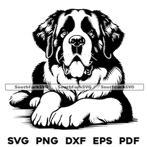 Bernhardiner liegend Design | svg png dxf eps pdf | Vektorgrafik Datei Laser Clip Art schneiden | sofortiger digitaler Download kommerzielle Nutzung