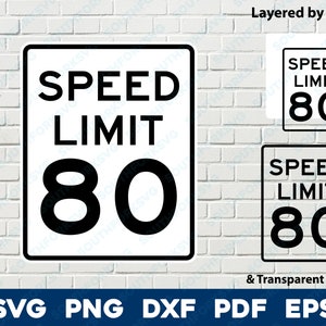 Snelheidslimiet 80 teken logo symbool svg png dxf eps pdf gelaagd op kleur gesneden bestand silhouet weg straat rijden auto vectorafbeelding verjaardag
