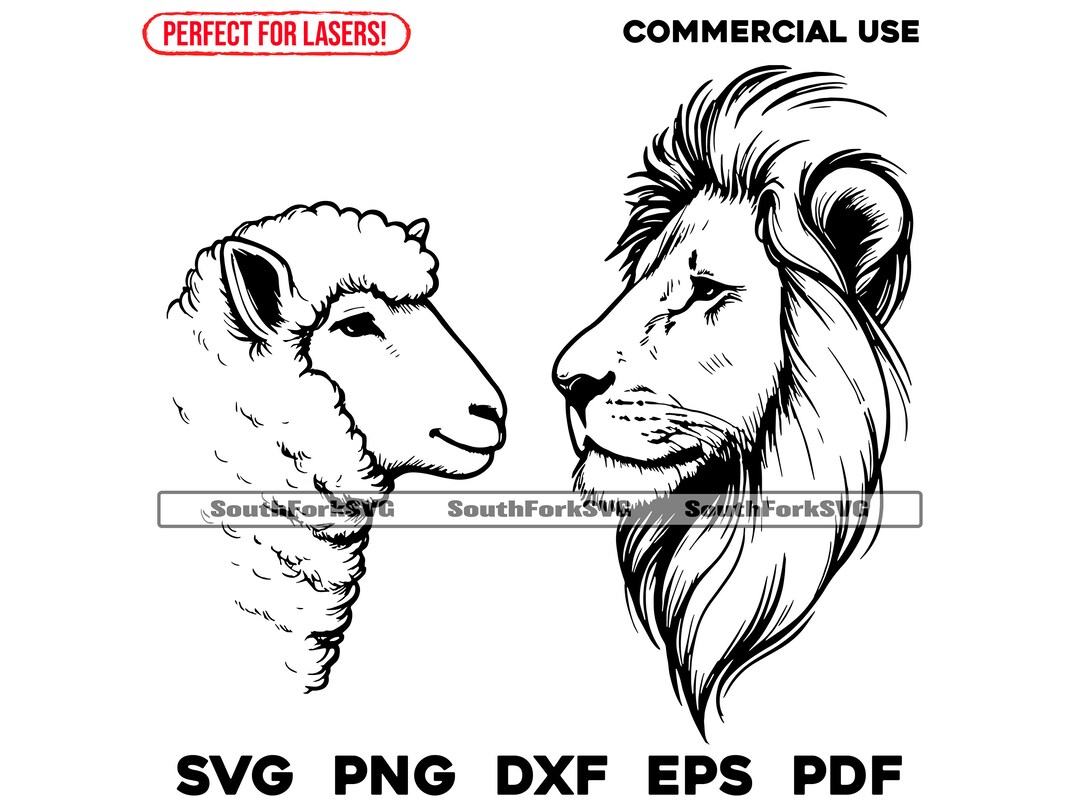 The Lion and Lamb Svg Png Dxf Eps Pdf | Vector Graphic Design Cut Print ...