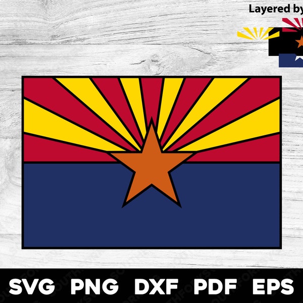 Arizona State Flag 2 | svg png dxf eps pdf | Layered by Color vector graphic design cut print dye sub laser engrave digital files