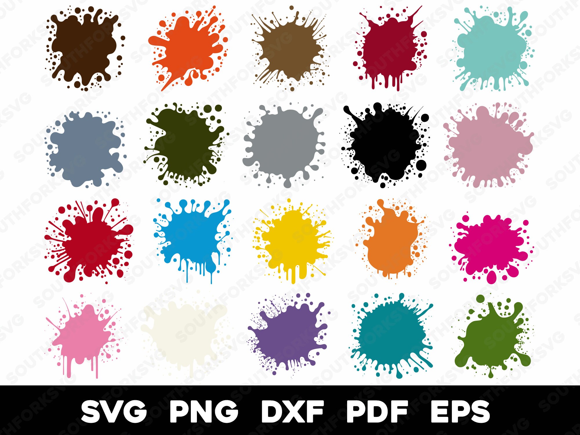Splatter Color Pattern Color Paint Splatter Patterns Bundle 1 | Svg Png Dxf Eps Pdf | Vector ...