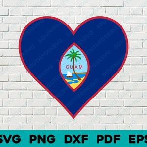 Guam-Flagge Herz svg png dxf eps pdf Vektorgrafik Design digitale Datei US 50 Zustandsflaggen USA Amerika Flaggen der Vereinigten Staaten