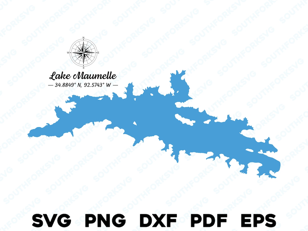 Lake Maumelle Arkansas Map Shape Outline Silhouette Svg Png Dxf Pdf Eps Vector Graphic Design