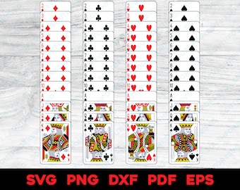 Full Playing Cards Deck Set 2 Layered by Color | svg png dxf eps pdf | vector graphic design cut print dye sub laser engrave digital files