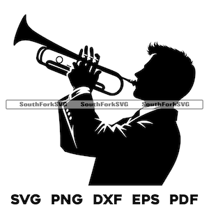 Trumpet Player svg png dxf eps pdf | laser engrave cut print files vector graphic clip art | instant digital download commercial use