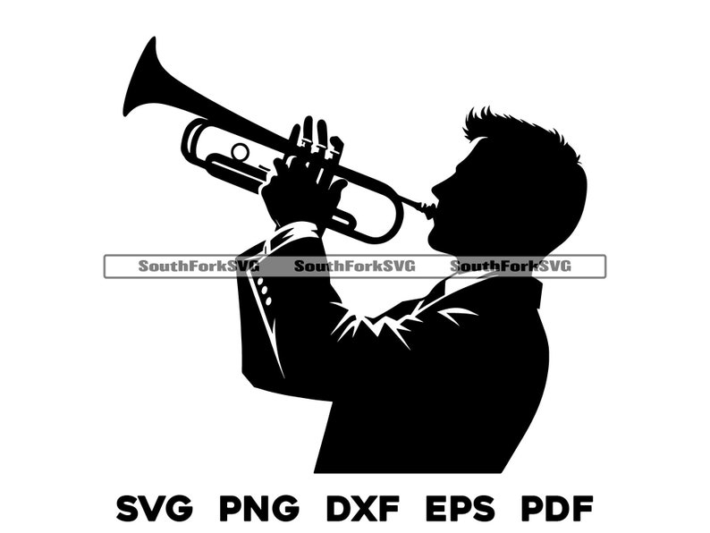 Trumpet Player Svg Png Dxf Eps Pdf | Laser Engrave Cut Print Files ...