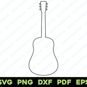 Overzicht akoestische gitaar | svg png dxf eps pdf | vector grafisch ontwerp gesneden print dye sub laser cnc graveren digitale bestanden direct downloaden