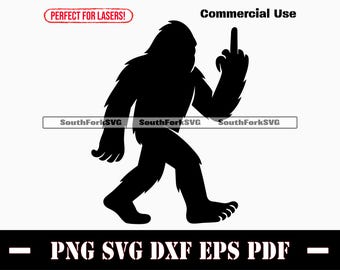 Bigfoot Middle Finger Silhouette svg png dxf eps pdf | vector graphic cut stencil laser clip art dye sub print file download commercial use