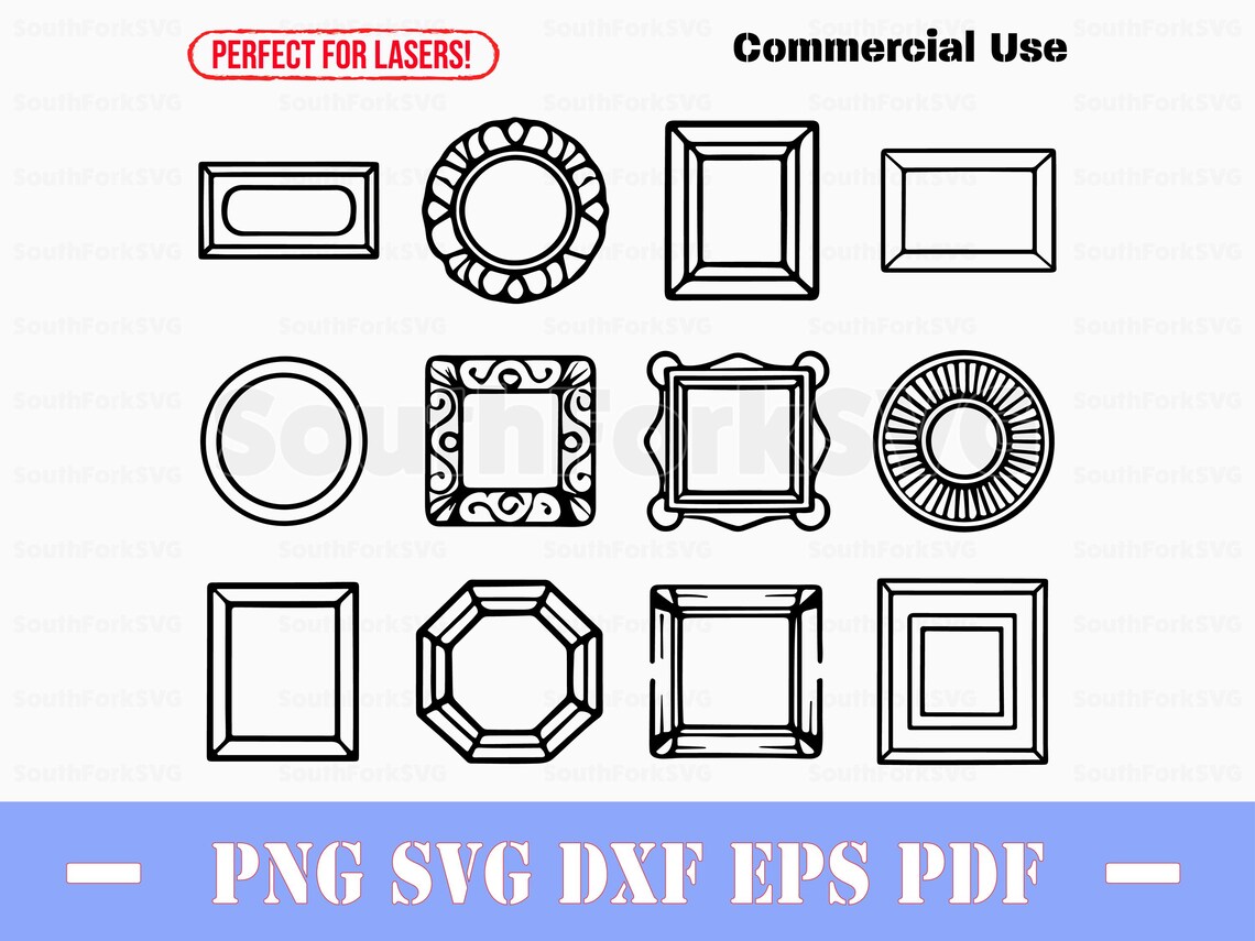 Simple Frame Dxf Files Simple Frames Doodles SVG Bundle Svg Png Dxf Eps Pdf | Vector Graphic ...