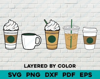 Complete Coffee Bundle svg png dxf pdf eps Layered by Color Cut File Clip Art Vector Graphic | Cooking Chef Kitchen Food Date Cute Food Icon