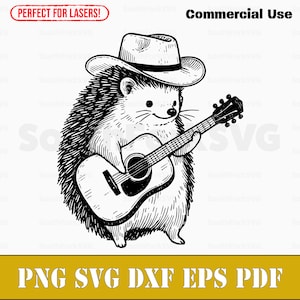 Egel speelt akoestische gitaar svg png dxf eps pdf | lasergraveren gesneden afdrukbestanden vector grafische illustraties | commercieel gebruik downloaden
