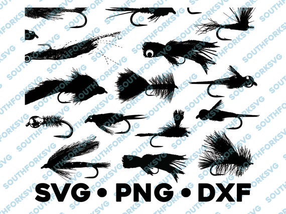 Fly Fishing Pattern Lure SVG PNG DXF Laser Bundle Dry Nymph