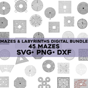 Pakiet labiryntów i labiryntów SVG PNG DXF symbol wektor przezroczysty kamea sylwetka starożytna mitologia grecka średniowieczny Egipt labirynt puzzle