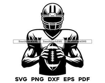 フットボール選手デザインファイル 1 | svg png dxf eps pdf | 透明グラフィックデザインカットプリントダイサブレーザー彫刻CNCファイル商用利用