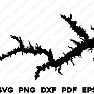 Lago Bob Sandlin Texas Mapa Forma Silueta svg png dxf pdf eps vector diseño gráfico corte grabado archivo láser imagen ing canotaje casa del lago
