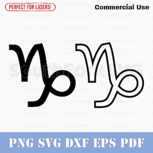 Steenbok dierenriem symbool solide silhouet & omtrek svg png dxf pdf eps | vector grafisch ontwerp knippen print kleurstof sub laser bestand commercieel gebruik