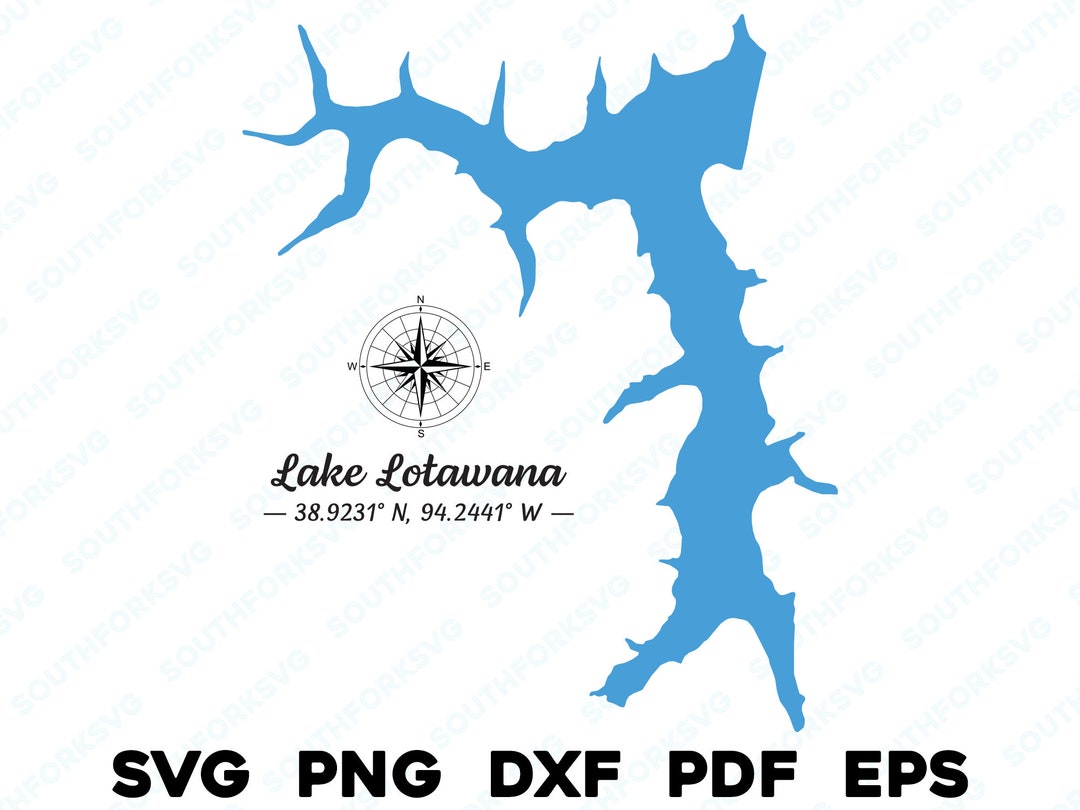 Lake Lotawana Missouri Map Shape Silhouette Svg Png Dxf Pdf Etsy