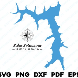 Lago Lotawana Missouri Mapa Forma Silueta svg png dxf pdf eps vector diseño gráfico corte grabado archivo láser imagen barco lago casa