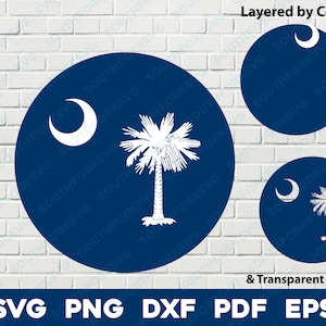 Südcarolina Zustand Flaggen Kreis svg png dxf eps pdf Vektorgrafik digitale Datei Fliegenfischen Flaggen Tiefland SC Palmetto