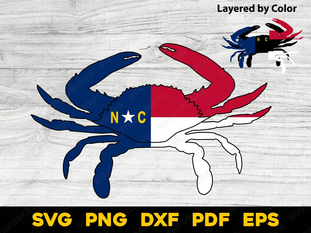 North Carolina Flag Crab Layered Svg Png Dxf Eps Pdf | Vector Graphic ...