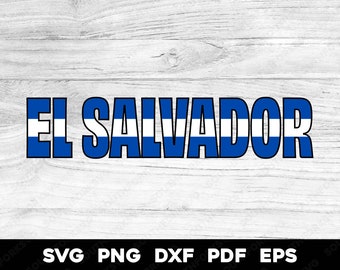 El Salvador Bandera Nombre Diseño Tricolor / svg png dxf pdf eps / vector diseño gráfico corte impresión tinte sub clip art imagen archivos digitales