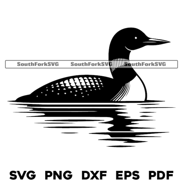 Simple Loon Bird in Water svg png dxf eps pdf | vector graphic design cut print dye sub laser engrave cnc digital files commercial use