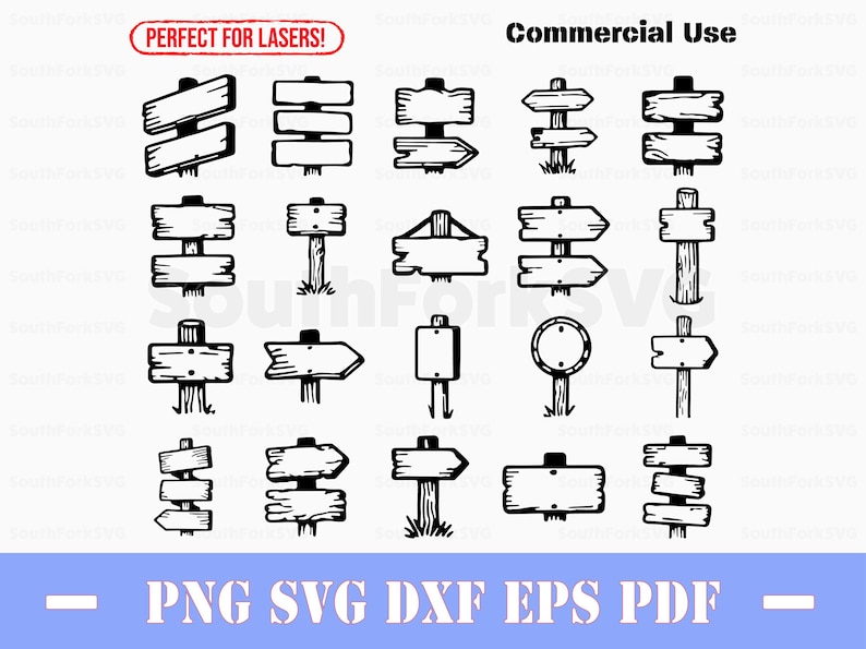 Simple Wooden Post Signs SVG Bundle Svg Png Dxf Eps Pdf Vector Graphic