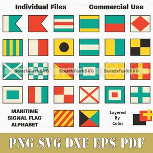 Drapeaux de signalisation maritime Alphabet style vintage svg png dxf eps pdf | Conception de téléchargement numérique impression découpée sous-fichiers colorant usage commercial