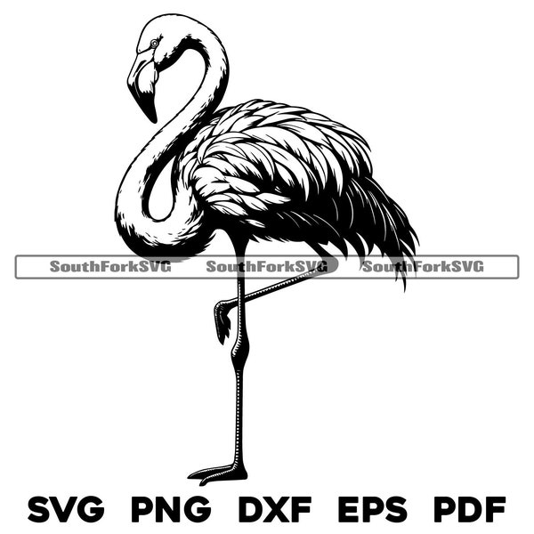 Flamingo Bird Design | svg png dxf eps pdf | vector graphic cut file laser clip art | instant digital download commercial use