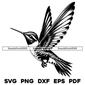 Colibri à gorge rubis oiseau Design svg png dxf eps pdf | graphique vectoriel découpé fichier laser clip art | Téléchargement numérique instantané, utilisation commerciale