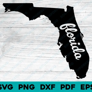 Florida State Silhouette mit geschriebenem Text | svg png dxf eps pdf | Vektorgrafik Design Cut Print Dye Sub Laser Cnc Digital Files