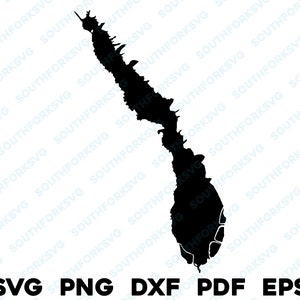 Canyon Ferry Lake Montana Mapa Forma Silueta svg png dxf pdf eps vector diseño gráfico corte grabado archivo láser imagen barco lago casa