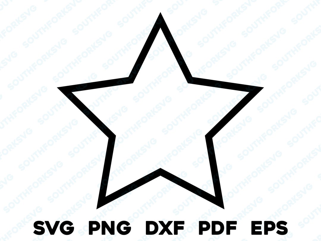 Star Outline Svg Png Dxf Eps Pdf Vector Graphic Cut File - Etsy