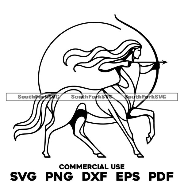 Sagittarius Zodiac Sign Line Art svg png dxf pdf eps | vector graphic design cut print dye sub laser engrave digital file commerial use