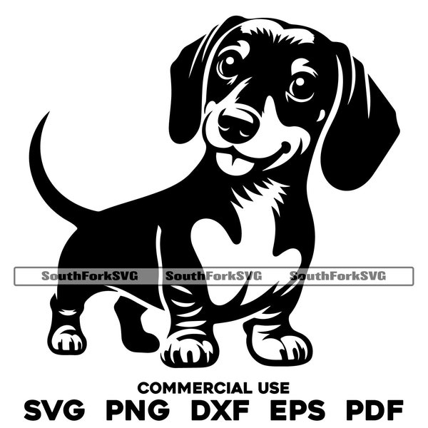 Dachshund Weiner Dog Puppy svg png dxf eps pdf | vector graphic cut file laser clip art | instant digital download commercial use