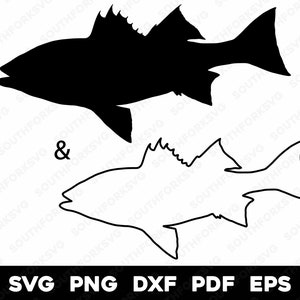 Striped Bass Silhouette & Outline | svg png dxf eps pdf | vector graphic design cut print dye sub laser engrave cnc digital files