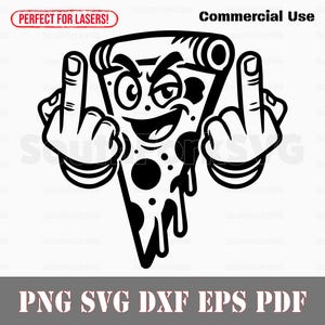 Pizza middelvingers svg png dxf eps pdf | lasergraveren gesneden afdrukbestanden vector grafische illustraties | commercieel gebruik direct downloaden
