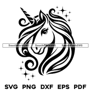 Eenhoorngezicht | svg png dxf pdf eps | vector grafisch ontwerp gesneden print dye sub laser graveren digitale bestanden commercieel gebruik